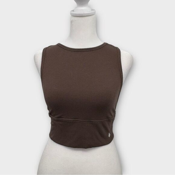 Cropped Ribbed Tank Top in Brown Women’s Size S - Picture 1 of 9